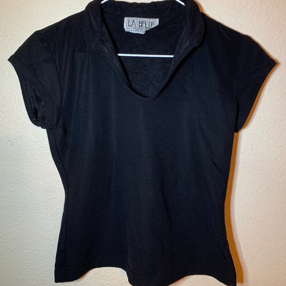Black Collared V-Neck